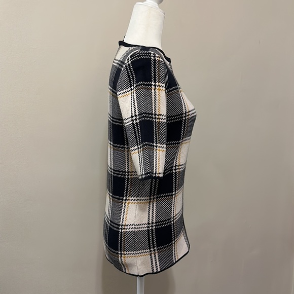 Half sleeve ann taylor plaid designer style sweater size small - Picture 3 of 6